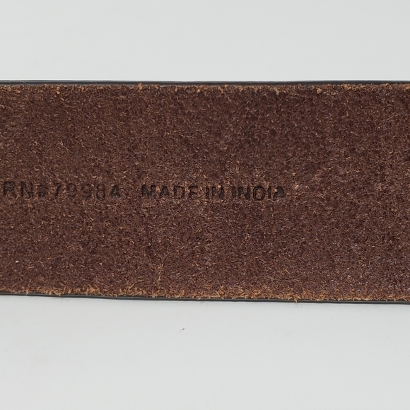 CHICOS ADJUSTABLE METALLIC WIDE LEATHER BELT DOUBLE HAMMERED METAL BUCKLE WOMEN - Picture 9 of 12